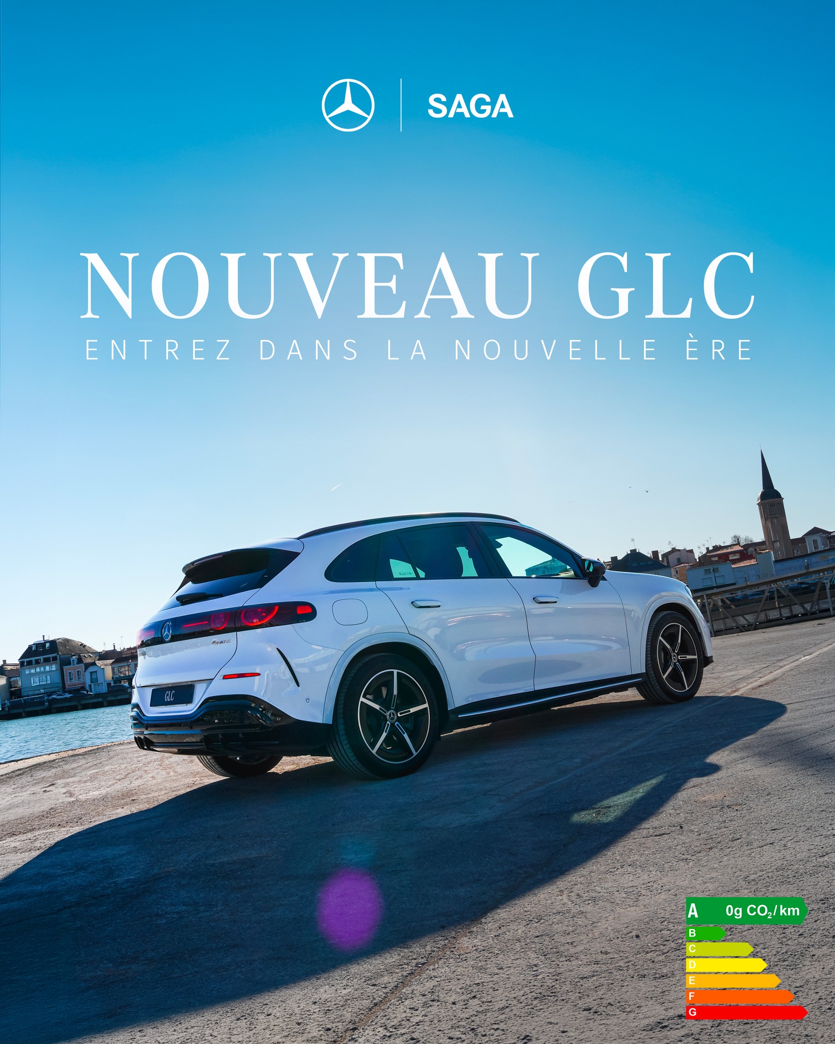 Nouveau GLC 100% électrique, entrez dans la nouvelle ère ! Silhouette de coupé racée, calandre lumineuse et jusqu’à 715 km d’autonomie. Le GLC redéfinit votre plaisir de conduire. Disponible dès maintenant dans votre concession SAGA Mercedes-Benz. Au quotidien, prenez les transports en commun. #SeDéplacerMoinsPolluer. #SAGAMercedes #Mercedes #GLC #NewGLC #140years