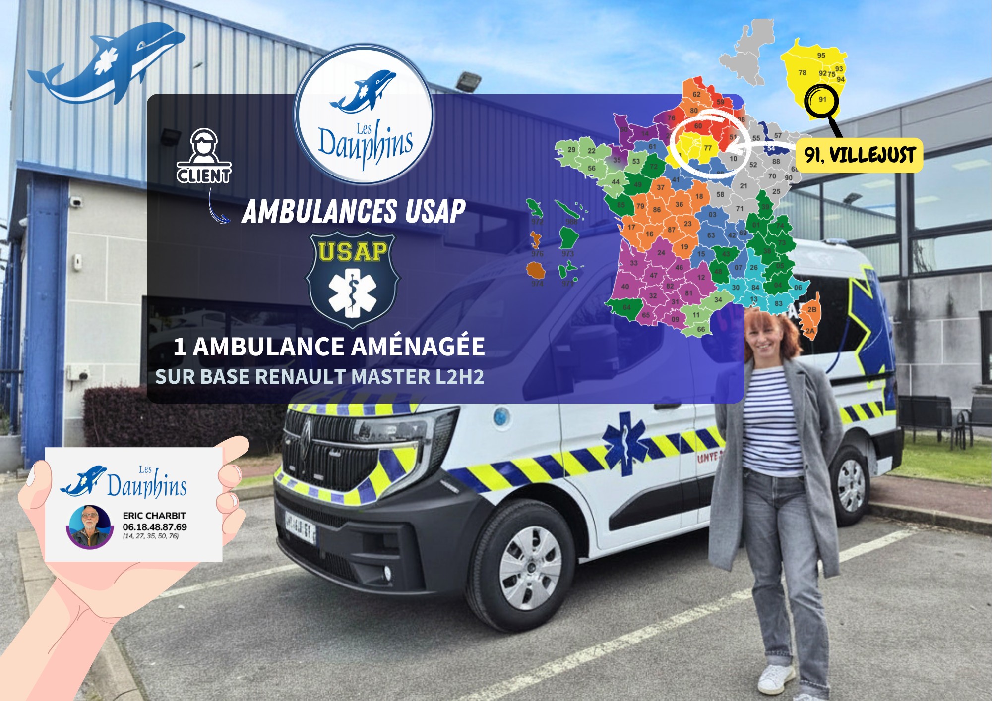 ***Nouvelle livraison signée Les Dauphins !***
Direction Villejust (91140) pour la remise d’un nouveau véhicule à Ambulances USAP.
Un projet suivi avec attention par Éric, accompagné de Sandrine, assistante dédiée, pour garantir un accompagnement fluide et personnalisé du début à la fin.
Ce véhicule a été transformé sur une base Master L2H2 170 cv, équipé de 2 portes latérales et d’une banquette, pour répondre parfaitement aux besoins du transport sanitaire.
Et parce que la confiance se construit dans la durée, il s’agit de la deuxième ambulance livrée pour ce client.
Un grand merci à Madame Sandra Gengembre, présidente des Ambulances USAP, pour sa confiance renouvelée.
Chez Les Dauphins, chaque transformation est avant tout une histoire de collaboration, d’écoute et d’expertise au service du patient. . #transportsanitaire #LesDauphins #Ambulance #qualité #exigence #efficacité